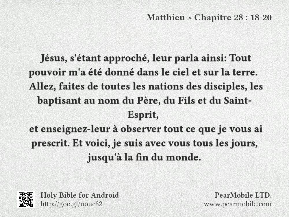 Matthieu, Chapitre 28:18-20